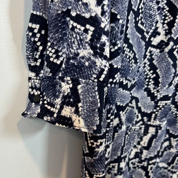 Chic Banana Republic Navy Blue Snake Skin Print Shirt Dress Tunic Women's Sz 4 - Picture 4 of 10